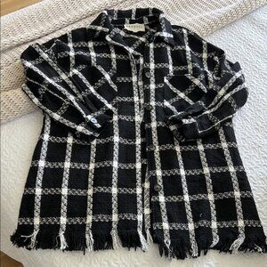 Monse Black and White Checkered Women's Coat